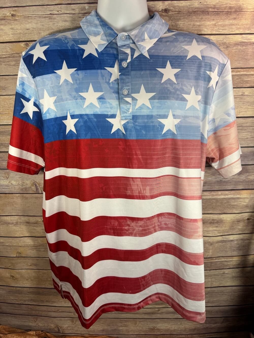 Yatta Golf USA American Flag Golf Polo Shirt XL 23x28